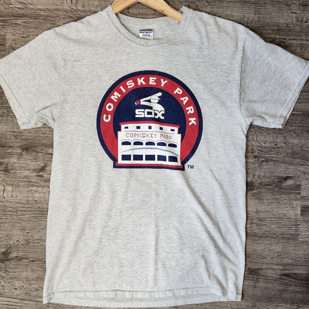 Vintage White Sox 90s Chicago  Comiskey Park Stadium Gray Tee Shirt Size Med